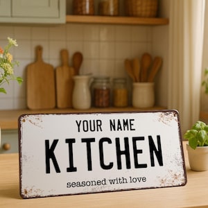 Custom Kitchen Sign 15×30 cm – Personalized kitchen decor sign with names -   Minimalist Indoor & Outdoor - funny kitchen gift