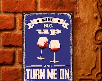 Letrero de Vino y Mariscos para Hogar y Restaurantes – Cartel Metálico Estilo Pizarra, 20x30 cm
