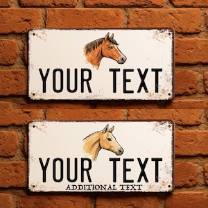 Custom horse stable sign with name – metal 15×30 cm