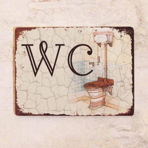 Vintage WC sign, retro style, metal, 20x30 cm