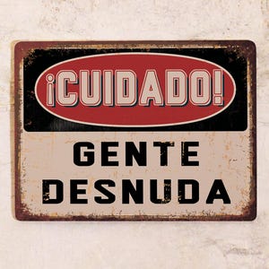 Cartel metálico divertido "¡Cuidado! Gente desnuda", para sauna, ducha, vestuarios, 20x30 cm