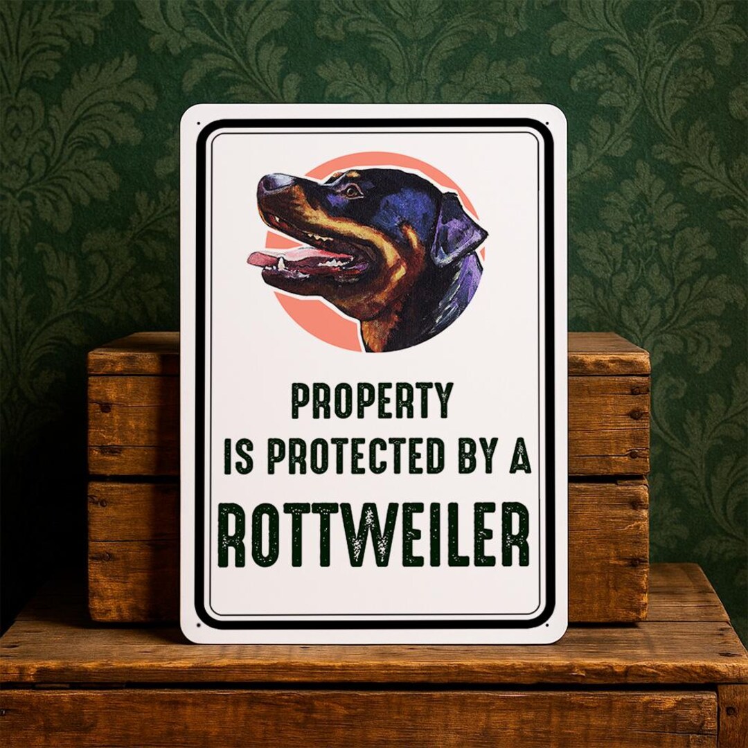 Rottweiler Dog Sign – Protected by Rottweiler – Metal Warning Sign ...