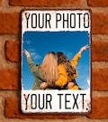 Custom Photo Sign,  Metal, Personalized Wall Plaque \u2013 Vintage Rust Look Sign for Home or Outdoor \u2013 Add Your Picture & Text \u2013 20\u00d730 cm product logo