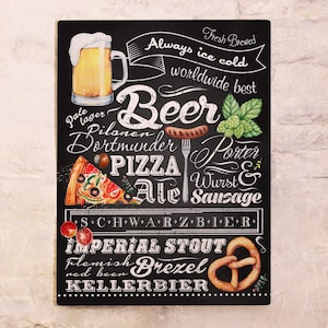 Beer & Snacks Sign for Bar and Home – Chalkboard-Style Metal Wall Sign, 20x30 cm