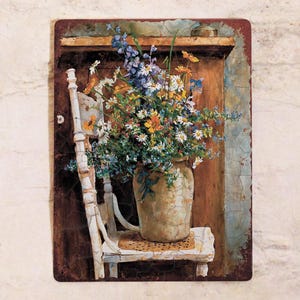 Wildflowers Tin Sign – 20x30 cm Metal Wall Art for Country Home, Cottage Kitchen or Entryway – Rustic Floral Home Decor Gift Idea
