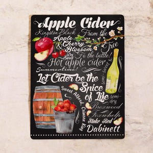 Tin Sign &quot;Apple Cider&quot; for Bars, Restaurants, and Kitchen Decor – Metal, 20x30 cm