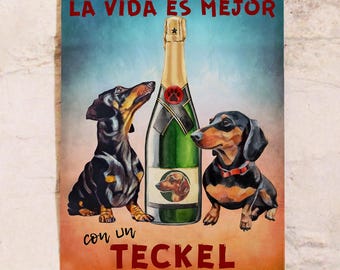 Placa metálica 'La vida es mejor con un teskel', Regalo perfecto para decoración,  20x30 cm
