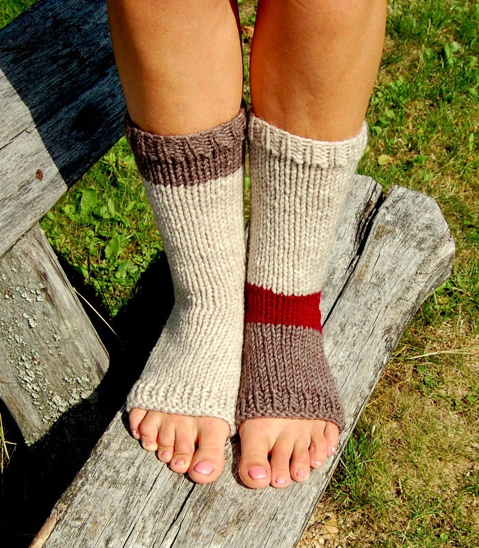 Yoga Socks  Colorful Flip Flop Socks  Knit Chunky Toe-less Socks  Multicolor socks    Piyo Socks  Yoga Wear   Knitted Pedicure socks
