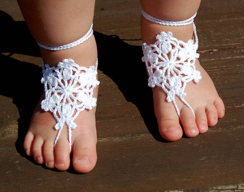 Crochet Baby Barefoot Sandals Flower Girls Anklet Toddler Etsy