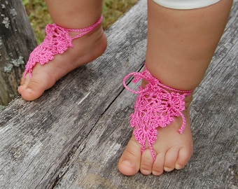 Baby Girls  Barefoot Sandals   Crochet Anklet  Summer Foot Jewelry  Flower  Girls Shoes   Infant Sandals Foot  Crib Shoes, Beach Shoes,