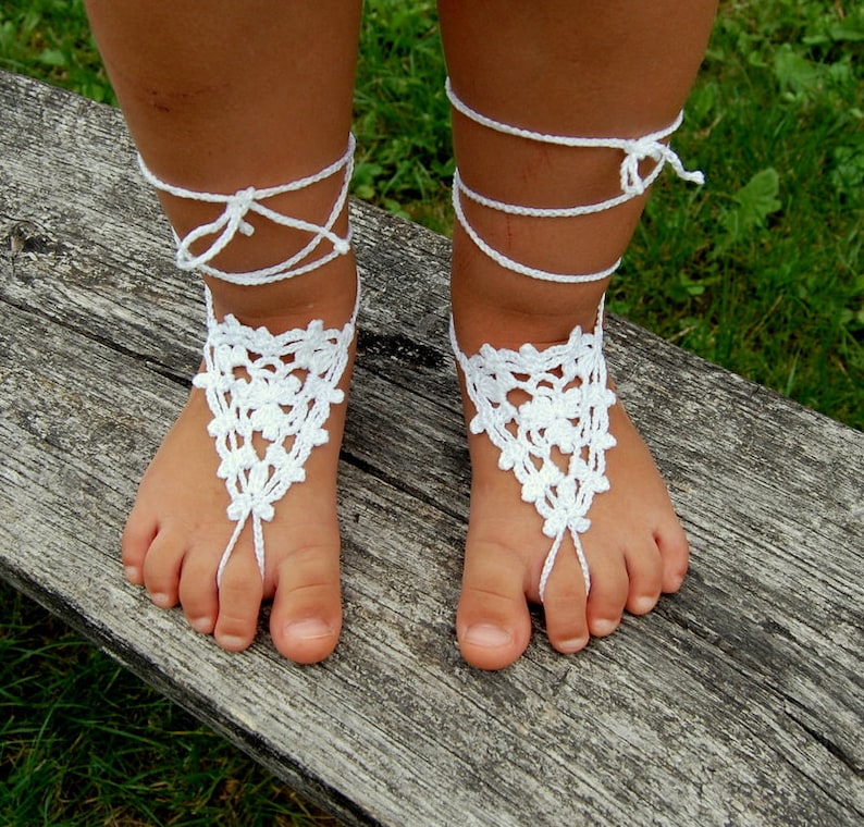 Crochet Baby Flower Girls Barefoot Sandals Infant Anklet Etsy