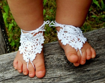 Crochet Baby Barefoot Sandals Flower Girls Anklet Toddler | Etsy