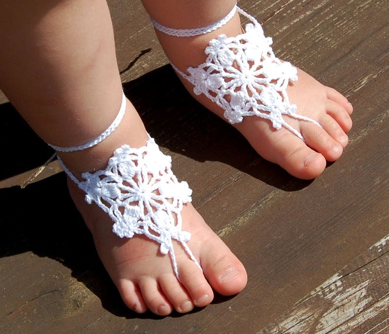 Crochet Baby Barefoot Sandals Flower Girls Anklet Toddler Etsy