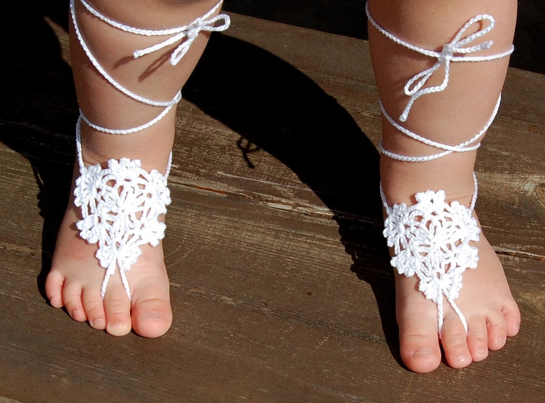 Baby Girls Lace Feet Crochet Baby Barefoot Sandals Infant - Etsy