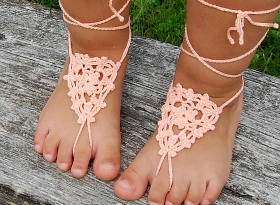 Girl Infant Baby Lace Pearl Shoes Beach Sandals Barefoot Foot Wrap Ring