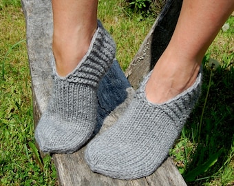 Slipper Socks, Knit wool slipper socks, Hand knit slippers, Knitted Wool Socks, knitted wool slippers, Wool socks for women