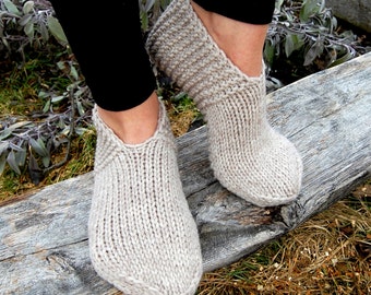 Wool Slipper Socks, Hand Knit Wool Slipper Socks, Knit Indoor