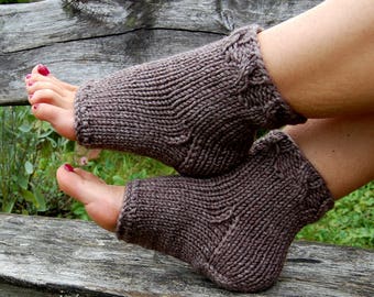 Flip Flop Socks  Cable Knit Yoga Socks Toeless Socks Hand Knit Socks for Pedicure  Christmas Gift