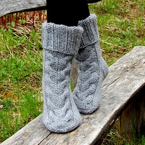 Hand Knit Slipper Socks Wool Slipper Boots Bed Socks Knit - Etsy