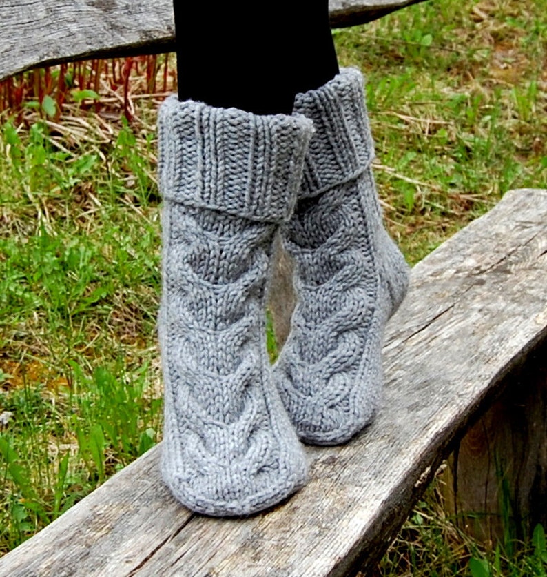 Hand Knit Wool Slipper Socks Knitted Wool Slippers Slipper Etsy