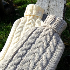 Cable knit hot water bottle cover cosy/ cozy , BOTTLE NOT INCLUDED, fits a standard 2 litre hot water bottle.
