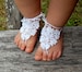 Crochet Baby Girls Barefoot Sandals, Flower Girls Anklet,  Baptism Shoes, Newborn Foot Jewelry 