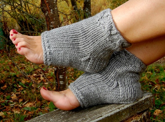 Flip Flop Socks, Cable Knit Toeless Socks, Knitted Pedicure Socks