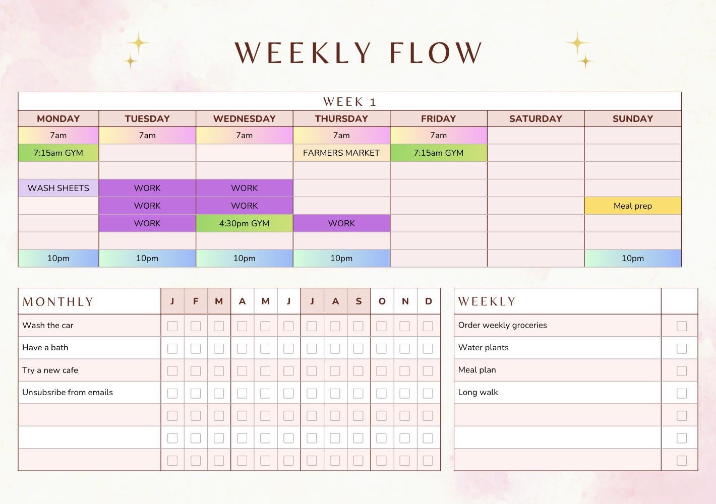 Weekly Flowchart Weekly Flow Planner Printable | ADHD Weekly Planner | Routine & Habit ...