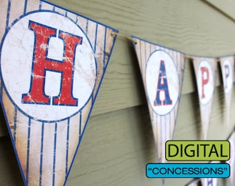 Vintage Baseball Party "CONCESSIONS" Banner Sign