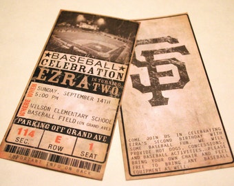 Custom Vintage Baseball Ticket Invitations - ANY TEAM - Any Occasion