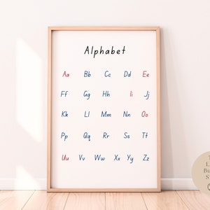 Druckbares Montessori Alphabet Poster, Montessori Buchstaben Poster Alphabet druckbares Spielzimmer Poster Druckbare Montessori Materialien Homeschool