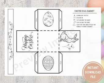 Easter Basket Printable Template for Kids - Coloring Activity | Printable | Digital Download | PDF A4