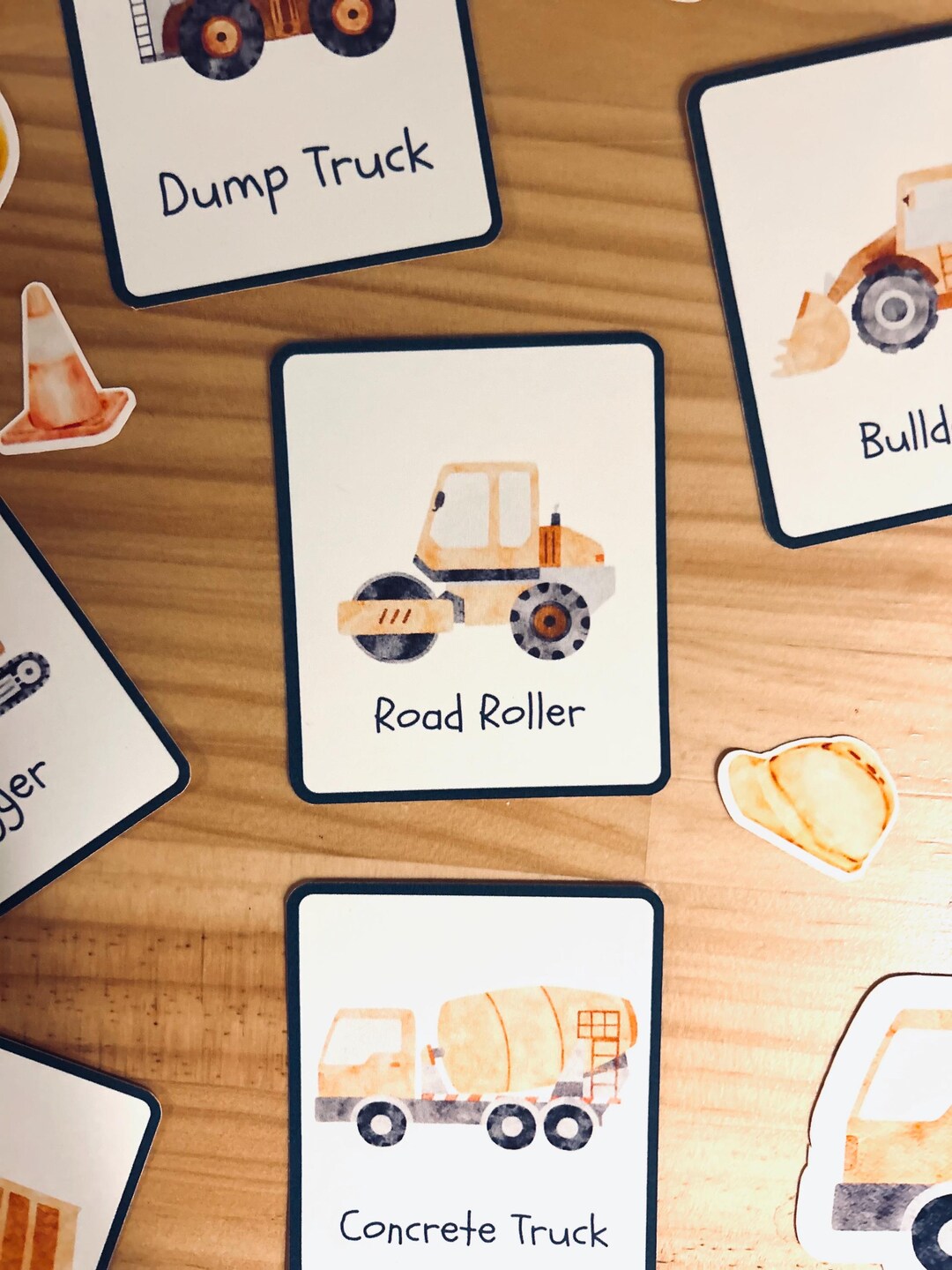 Printable Vehicle Flashcards for Kids Watercolor Trucks Diggers Rescue ...