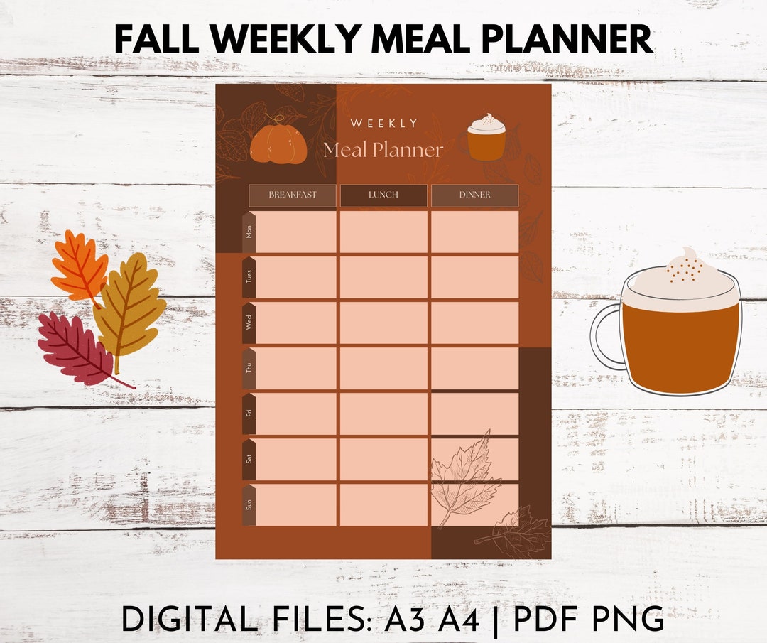 Weekly Meal Planner Printable Fall Meal Planner Home - Etsy