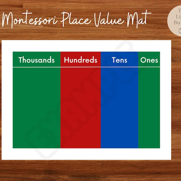 Printable Montessori Place Value Mat, Montessori Mat Montessori Golden Beads Montessori Stamp Game Mat Printable Montessori Materials