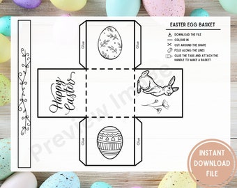 Easter Basket Printable Template for Kids Easter basket craft printable easter basket easter egg basket craft easter coloring in template