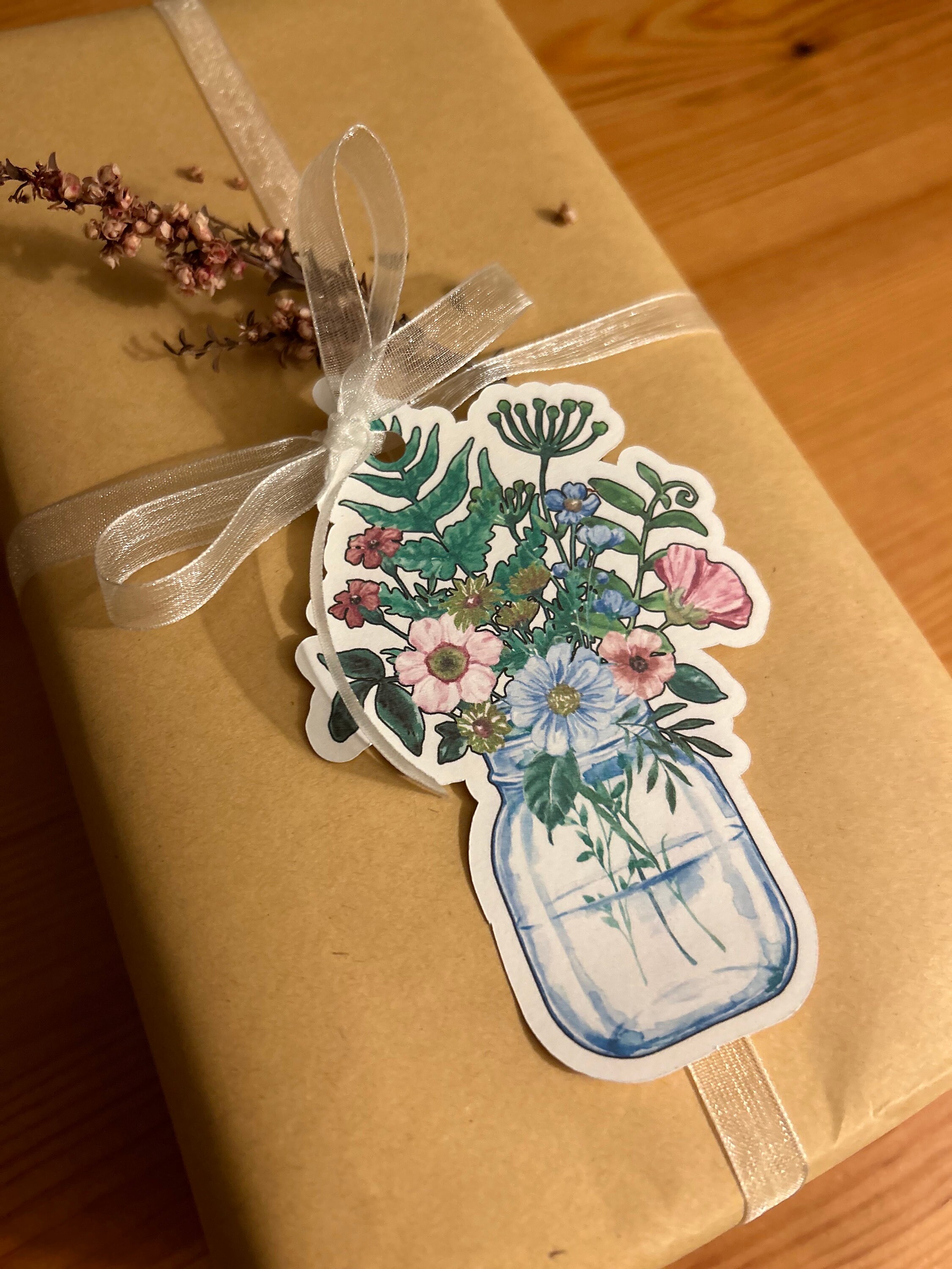 Flower Gift Tags Mason Jar Gift Tags Gift Tags Card Gift Tags for