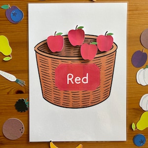 Actividad de clasificación de colores, tarjeta Montessori de colores, actividad imprimible, juego de clasificación de colores, hojas de trabajo de clasificación de colores, bolsa de actividades para imprimir