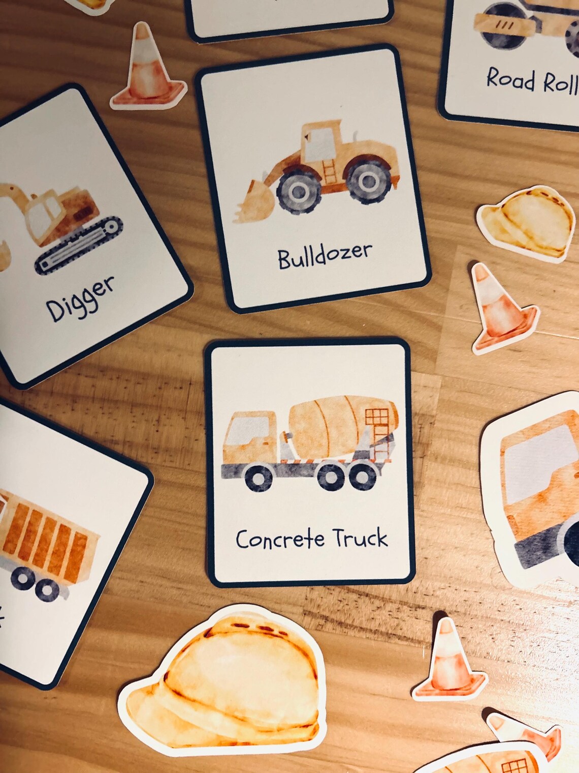 Printable Vehicle Flashcards for Kids Watercolor Trucks Diggers Rescue ...