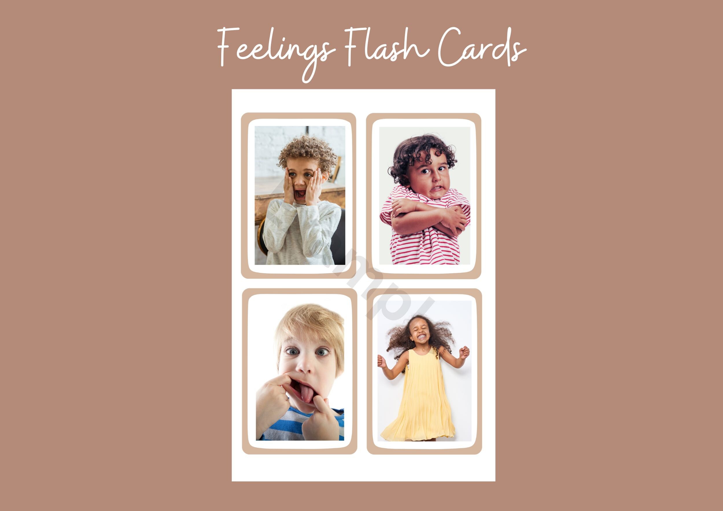 Emotions Flashcards Printable Montessori Flash Cards Feelings Etsy
