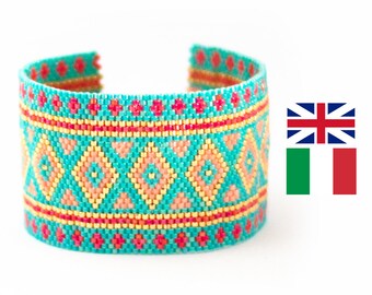 Colours of Africa peyote bracelet PDF PATTERN Tutorial (Pattern + word chart)