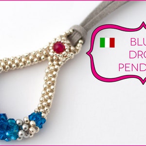 Blue drop Pendant Tutorial PDF PATTERN ENGLISH or Italian available, Craw beading tutorial, cubic raw tutorial, cubic raw pendant image 2