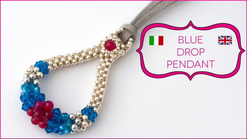 Blue drop Pendant Tutorial PDF PATTERN ENGLISH or Italian available, Craw beading tutorial, cubic raw tutorial, cubic raw pendant image 2