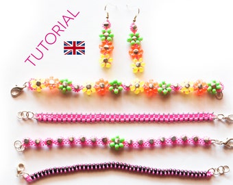 4 Fluo Bracelets. Beading pattern. English Tutorial.