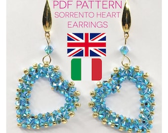 Sorrento Heart Earrings Pattern: Right Angle Weave, Beaded Heart (PDF Tutorial)
