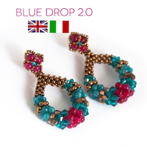 Blue drop 2.0 Earrings Tutorial PDF PATTERN ENGLISH or Italian available image 1