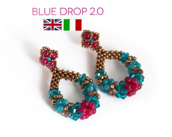 Blue drop 2.0 Earrings Tutorial - PDF PATTERN (ENGLISH or Italian available)