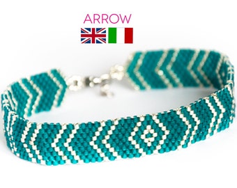 Arrows man bracelet - odd peyote bracelet pattern - 4 PDF patterns + Word chart