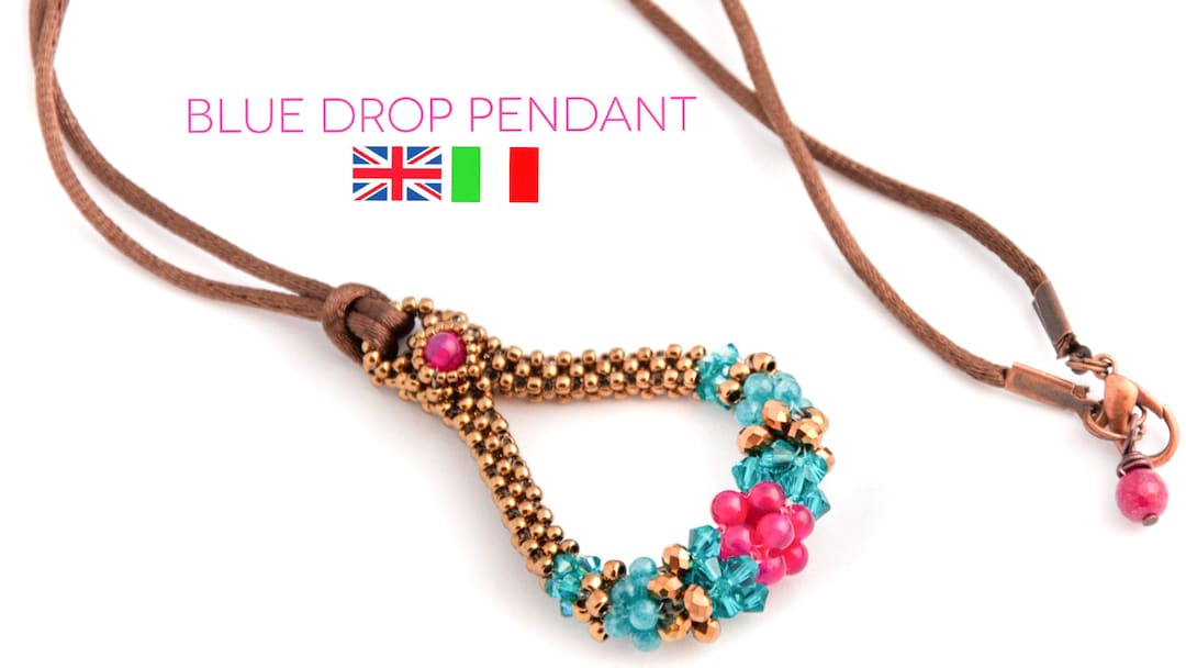 Blue Drop Pendant Tutorial PDF PATTERN ENGLISH or Italian Available