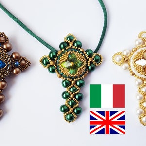 Pearls Beaded September Cross pattern - Instructions ENG/ ITA pdf TUTORIAL